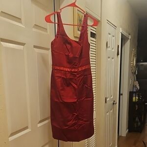 Carmen Marc Valvo Scarlet Sleeveless Midi Dress